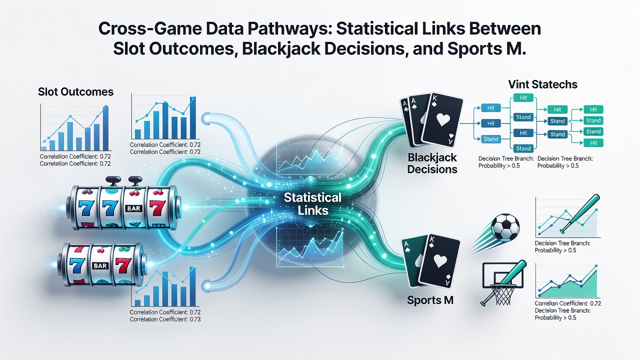 Network graph illustrating statistical pathways between slot results, blackjack choices, and sports betting entries