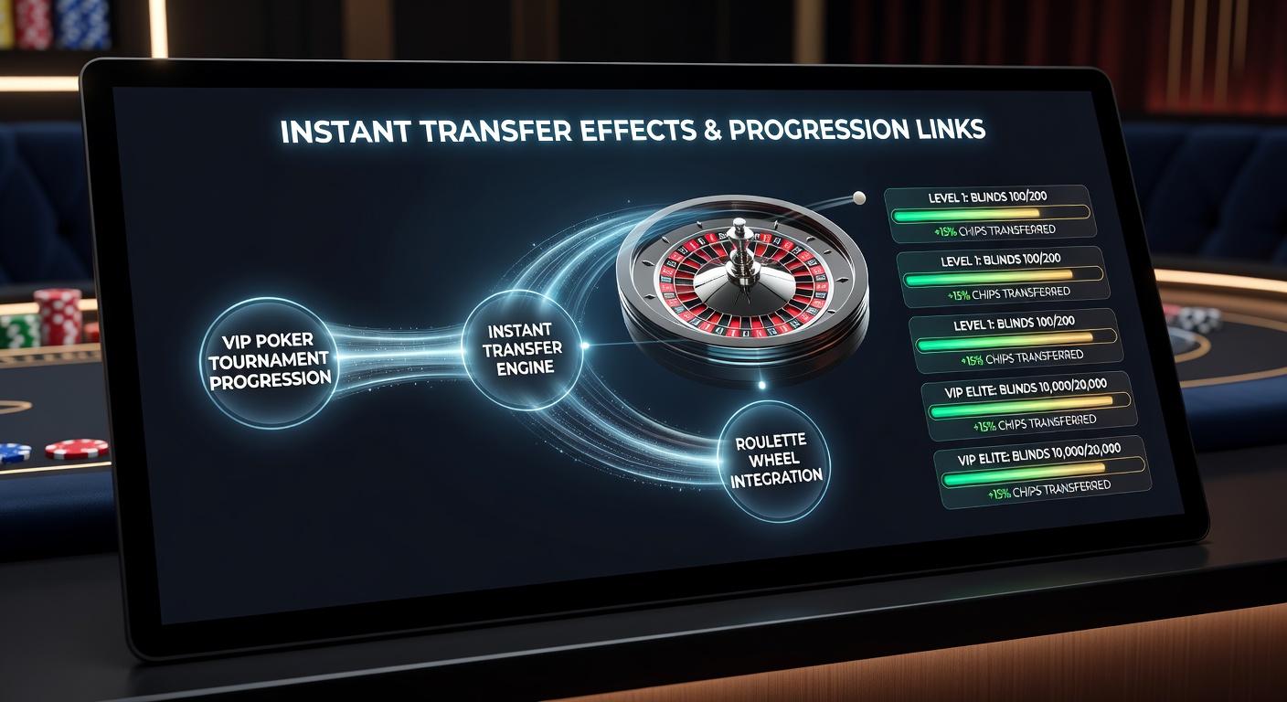 Roulette wheel outcomes linked to instant transfer effects on poker tournament VIP progressions and betting odds