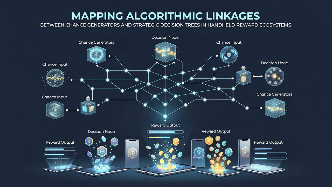 Schematic representation of algorithmic linkages connecting random generators to decision pathways in portable reward platforms